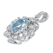 Ciondolo - 18 carati Oro bianco - 0.91ct. tw. Acquamarina - Diamante