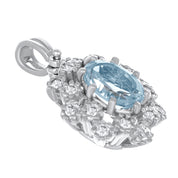 Ciondolo - 18 carati Oro bianco - 0.91ct. tw. Acquamarina - Diamante