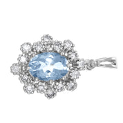 Ciondolo - 18 carati Oro bianco - 0.91ct. tw. Acquamarina - Diamante