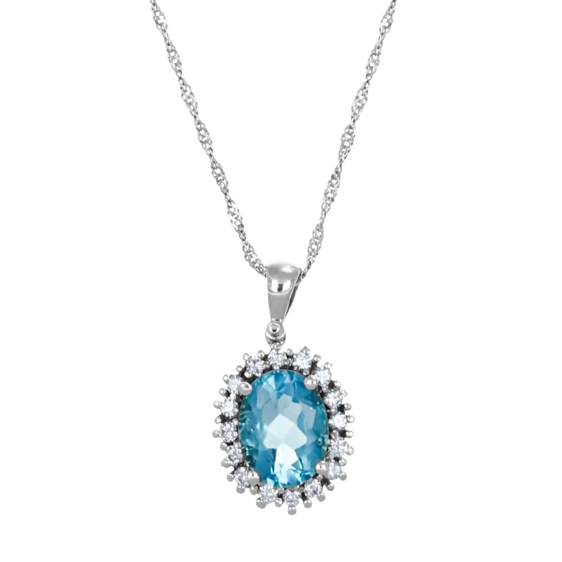 Collana con ciondolo - 18 carati Oro bianco - 2.56ct. tw. Topazio - Diamante