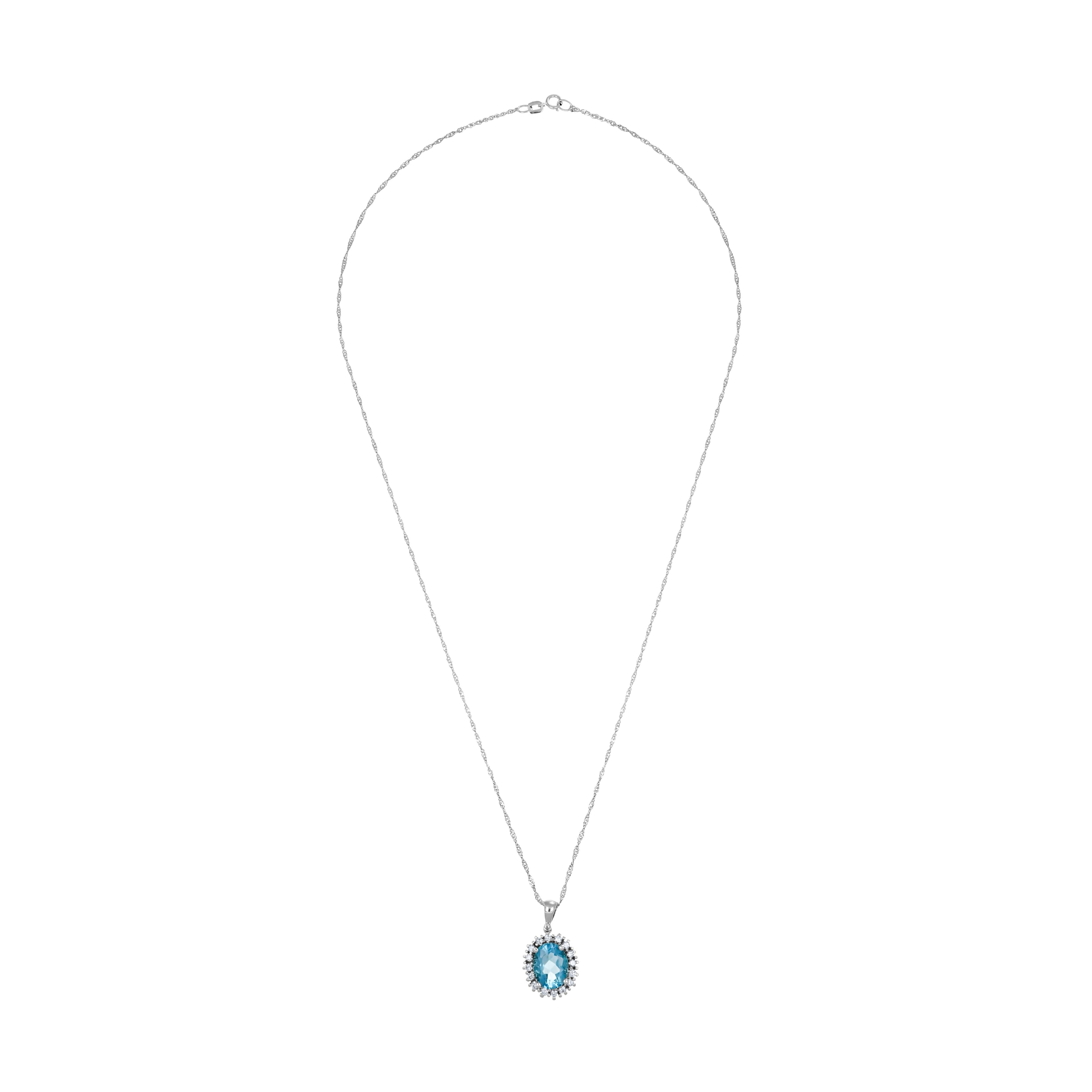 Collana con ciondolo - 18 carati Oro bianco - 2.56ct. tw. Topazio - Diamante