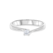 Anello - 18 carati Oro bianco - 0.12ct. tw. Diamante (Naturale)