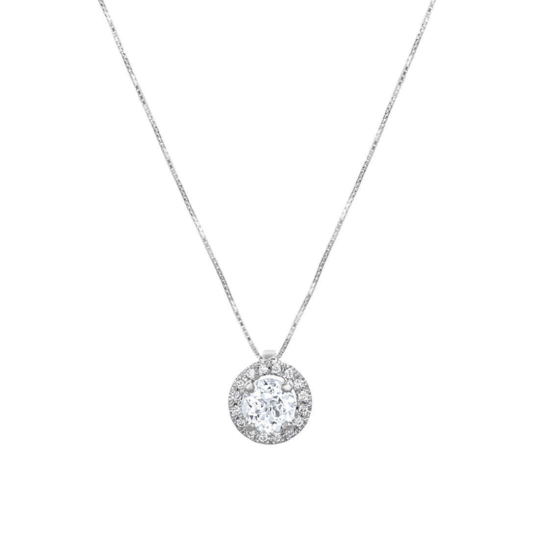 Collana con ciondolo - 18 carati Oro bianco - 1.16ct. tw. Acquamarina - Diamante