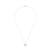 Collana con ciondolo - 18 carati Oro bianco - 1.16ct. tw. Acquamarina - Diamante