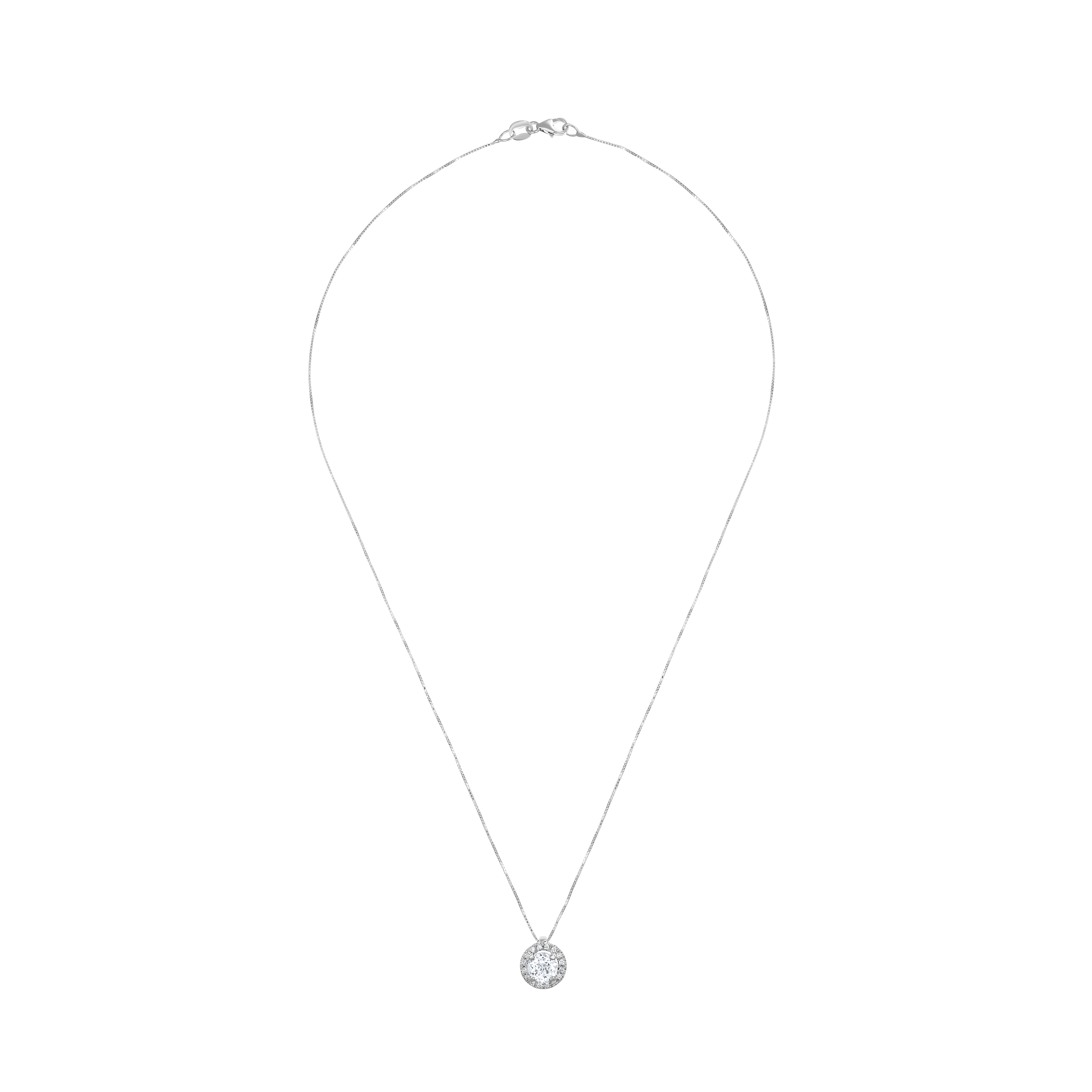 Collana con ciondolo - 18 carati Oro bianco - 1.16ct. tw. Acquamarina - Diamante