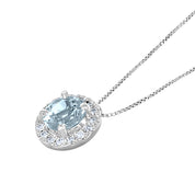 Collana con ciondolo - 18 carati Oro bianco - 1.16ct. tw. Acquamarina - Diamante