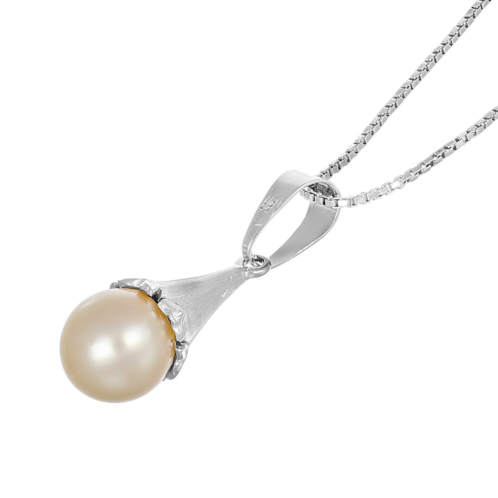 Collana con ciondolo - 18 carati Oro bianco - Perla