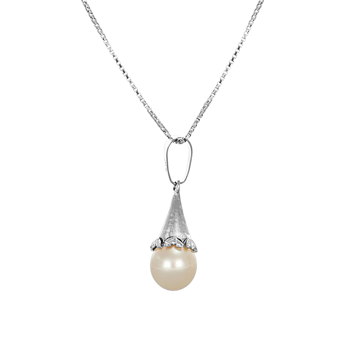 Collana con ciondolo - 18 carati Oro bianco - Perla