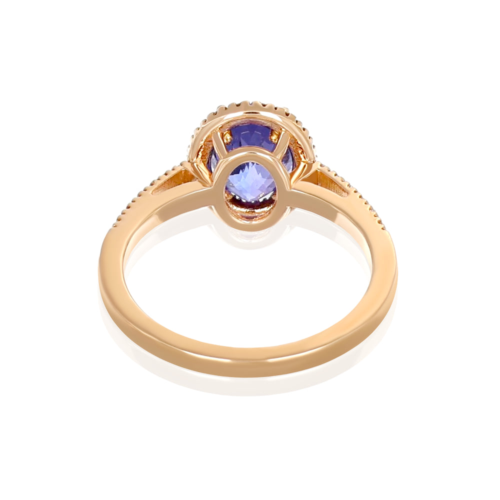 Anello - Oro 18 kt - Oro giallo, Tanzanite 1.69 Ct - Diamanti 0.21 Ct Diamante - Tanzanite