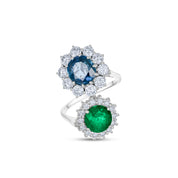 Anello - 18 carati Oro bianco - 5.75ct. tw. Smeraldo - Zaffiro