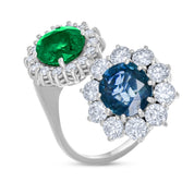 Anello - 18 carati Oro bianco - 5.75ct. tw. Smeraldo - Zaffiro