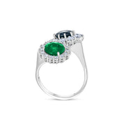 Anello - 18 carati Oro bianco - 5.75ct. tw. Smeraldo - Zaffiro