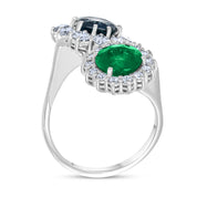 Anello - 18 carati Oro bianco - 5.75ct. tw. Smeraldo - Zaffiro