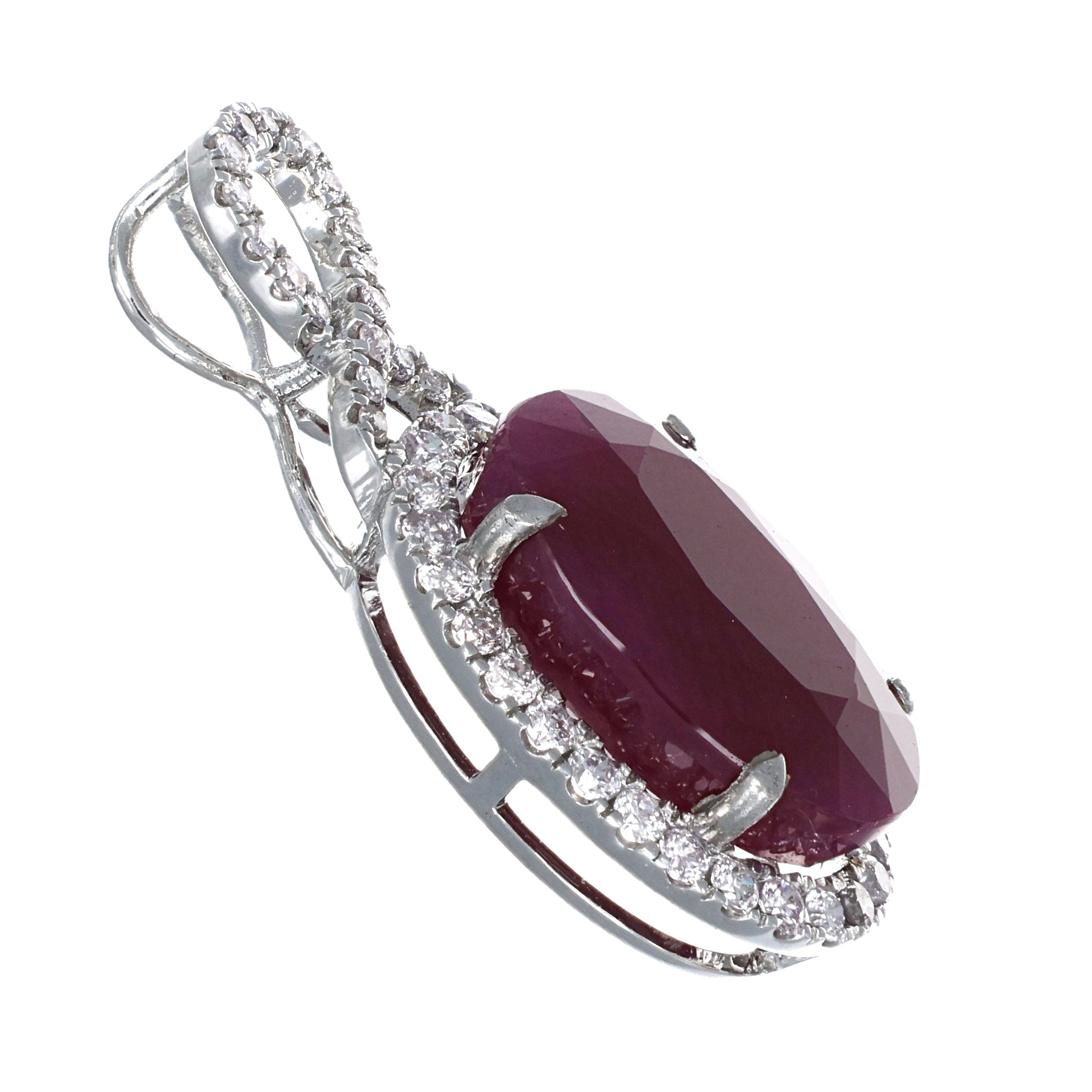 Ciondolo - 14 carati Oro bianco - 9.45ct. tw. Rubino - Diamante