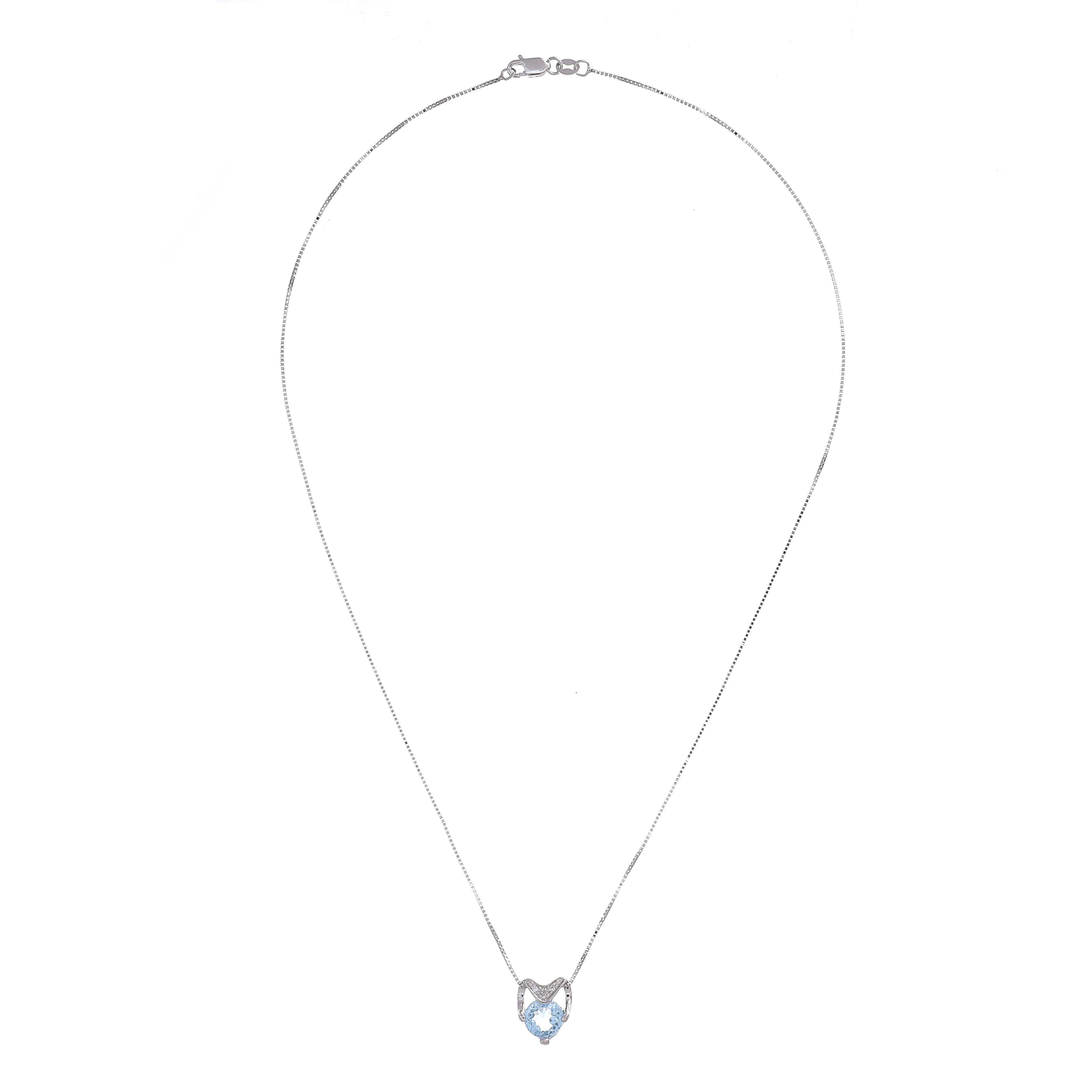 Collana con ciondolo - 18 carati Oro bianco - 0.78ct. tw. Acquamarina - Diamante