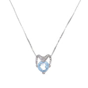 Collana con ciondolo - 18 carati Oro bianco - 0.78ct. tw. Acquamarina - Diamante