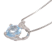 Collana con ciondolo - 18 carati Oro bianco - 0.78ct. tw. Acquamarina - Diamante