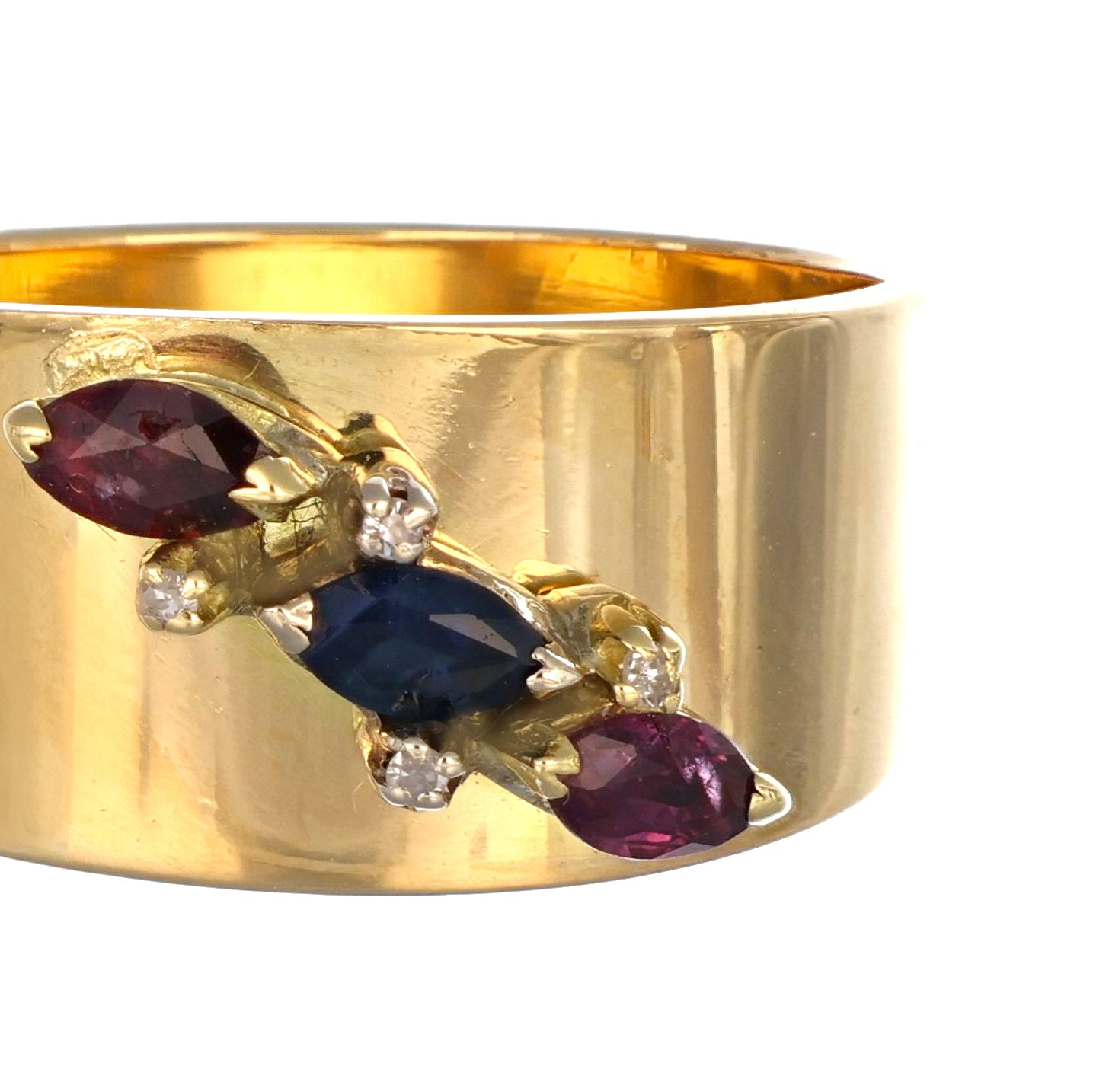 Anello - 18 carati Oro giallo, Rubini - Zaffiro- Diamanti - - 0.50ct. tw.