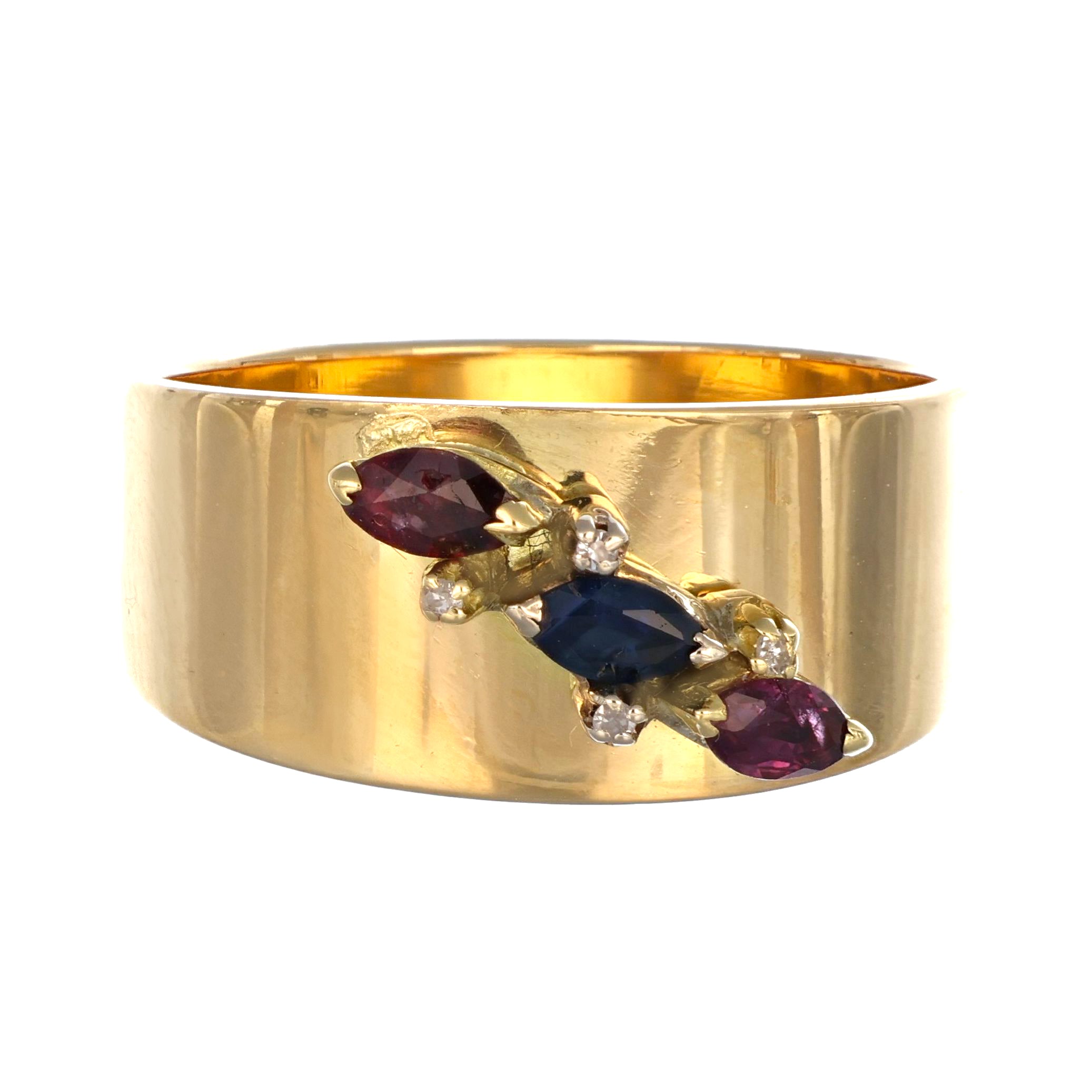 Anello - 18 carati Oro giallo, Rubini - Zaffiro- Diamanti - - 0.50ct. tw.