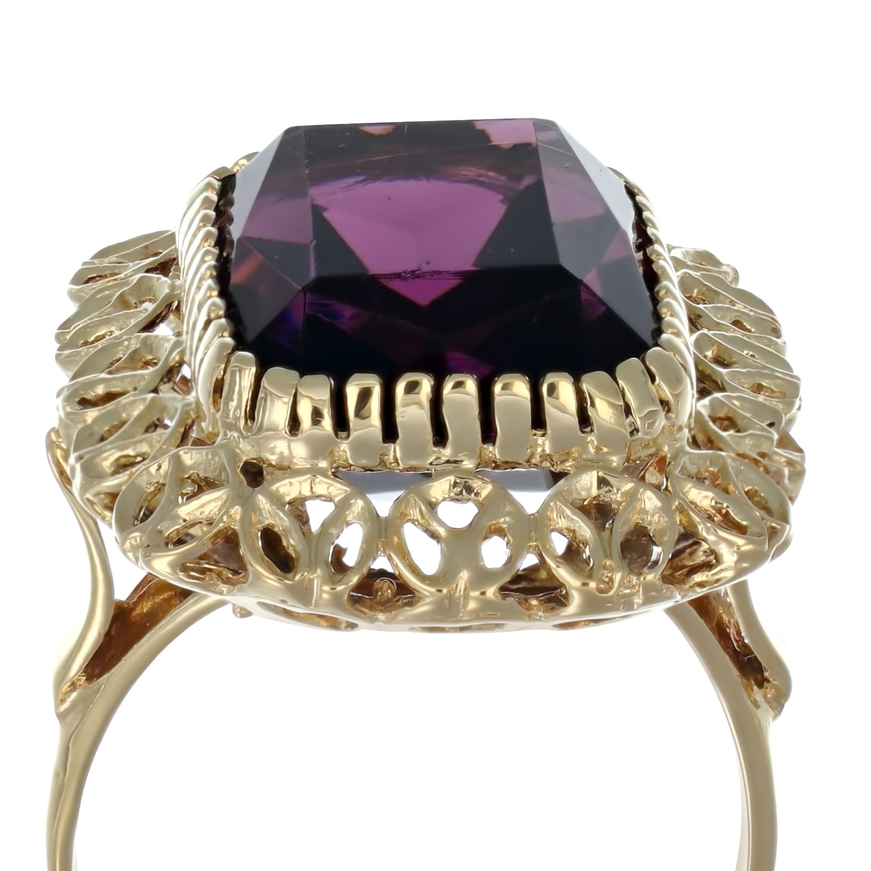 Anello - 18 carati Oro giallo - 12.00ct. tw. Ametista