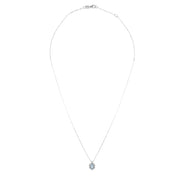 Collana con ciondolo - 18 carati Oro bianco - 0.34ct. tw. Acquamarina - Diamante