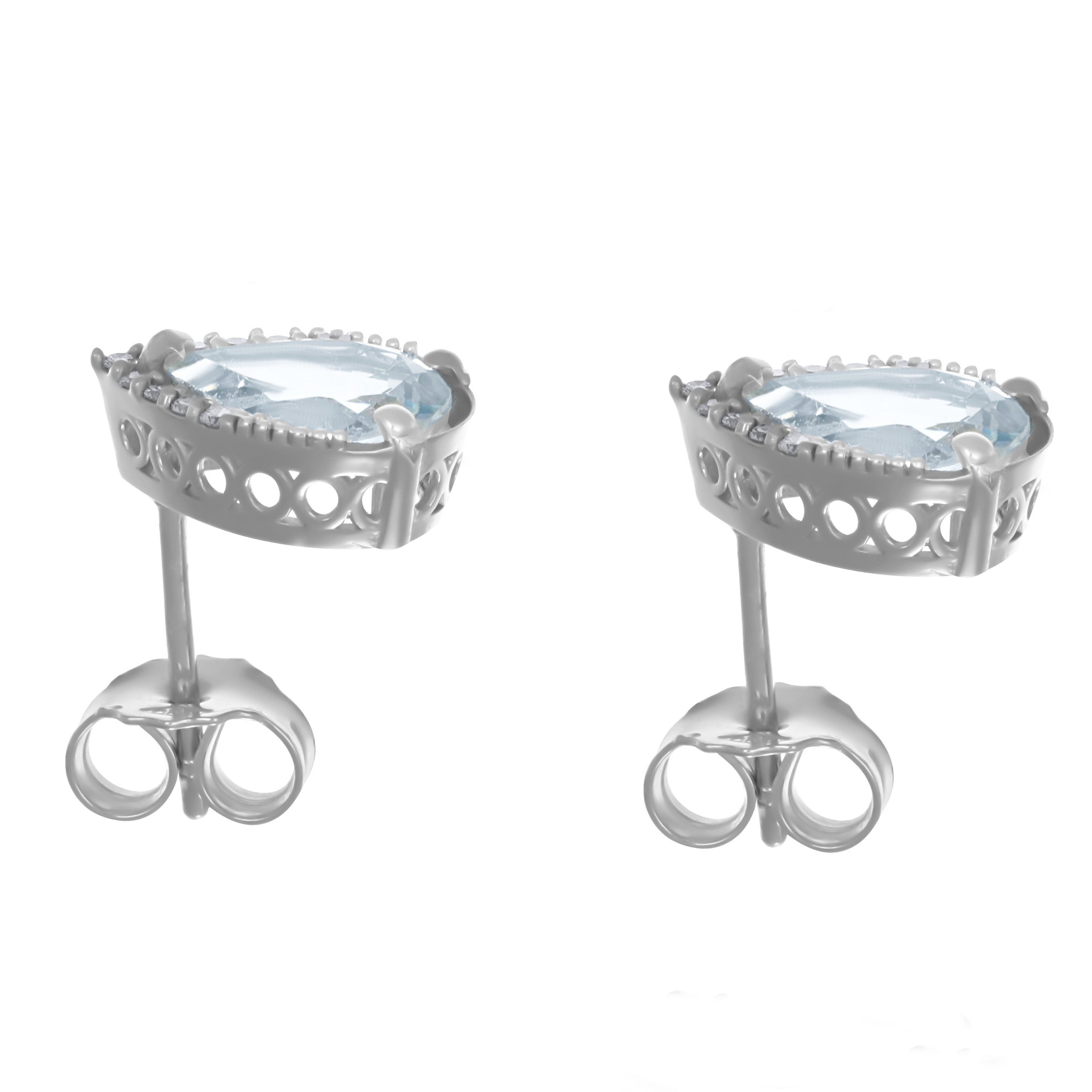 Orecchini - 18 carati Oro bianco - 2.85ct. tw. Acquamarina - Diamante