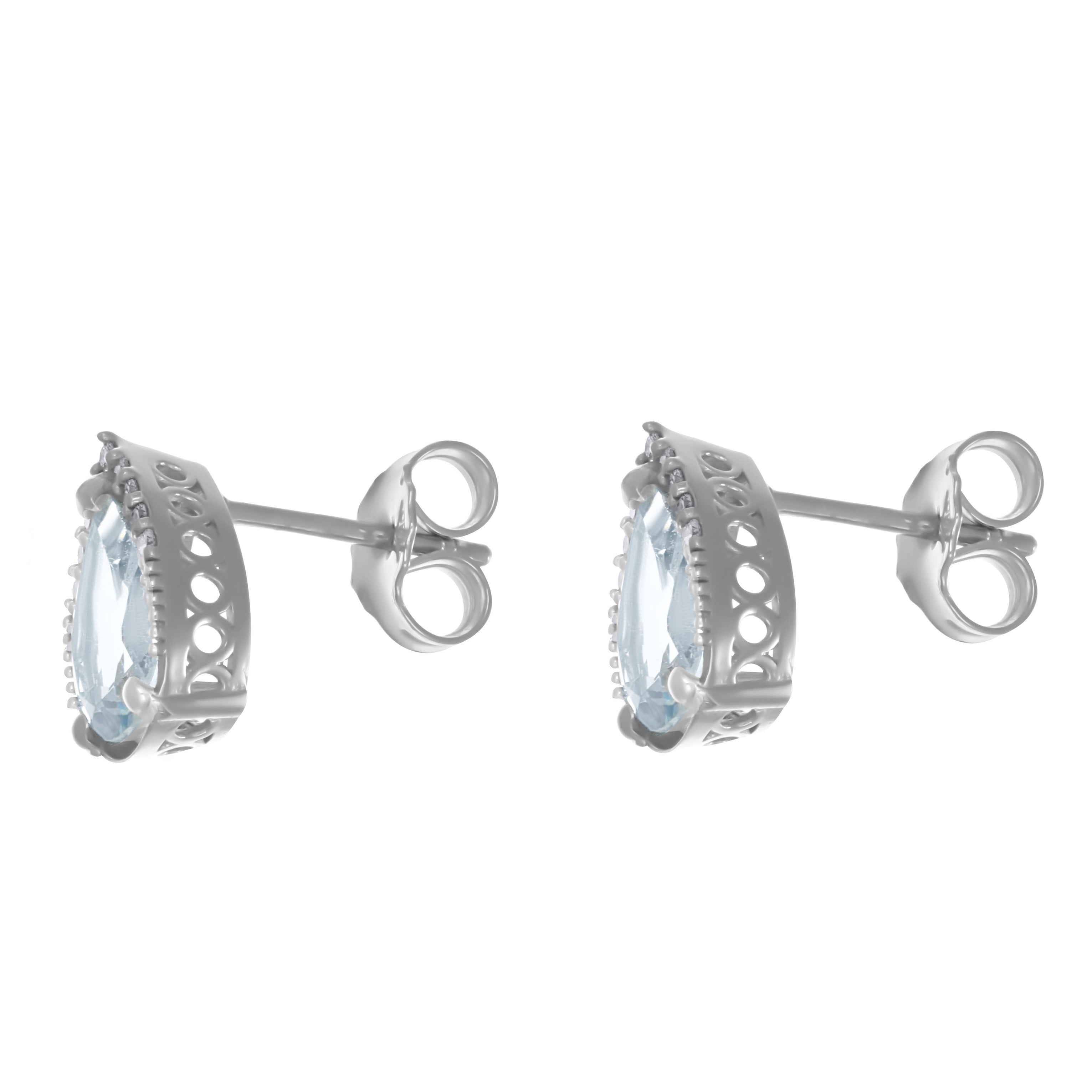 Orecchini - 18 carati Oro bianco - 2.85ct. tw. Acquamarina - Diamante