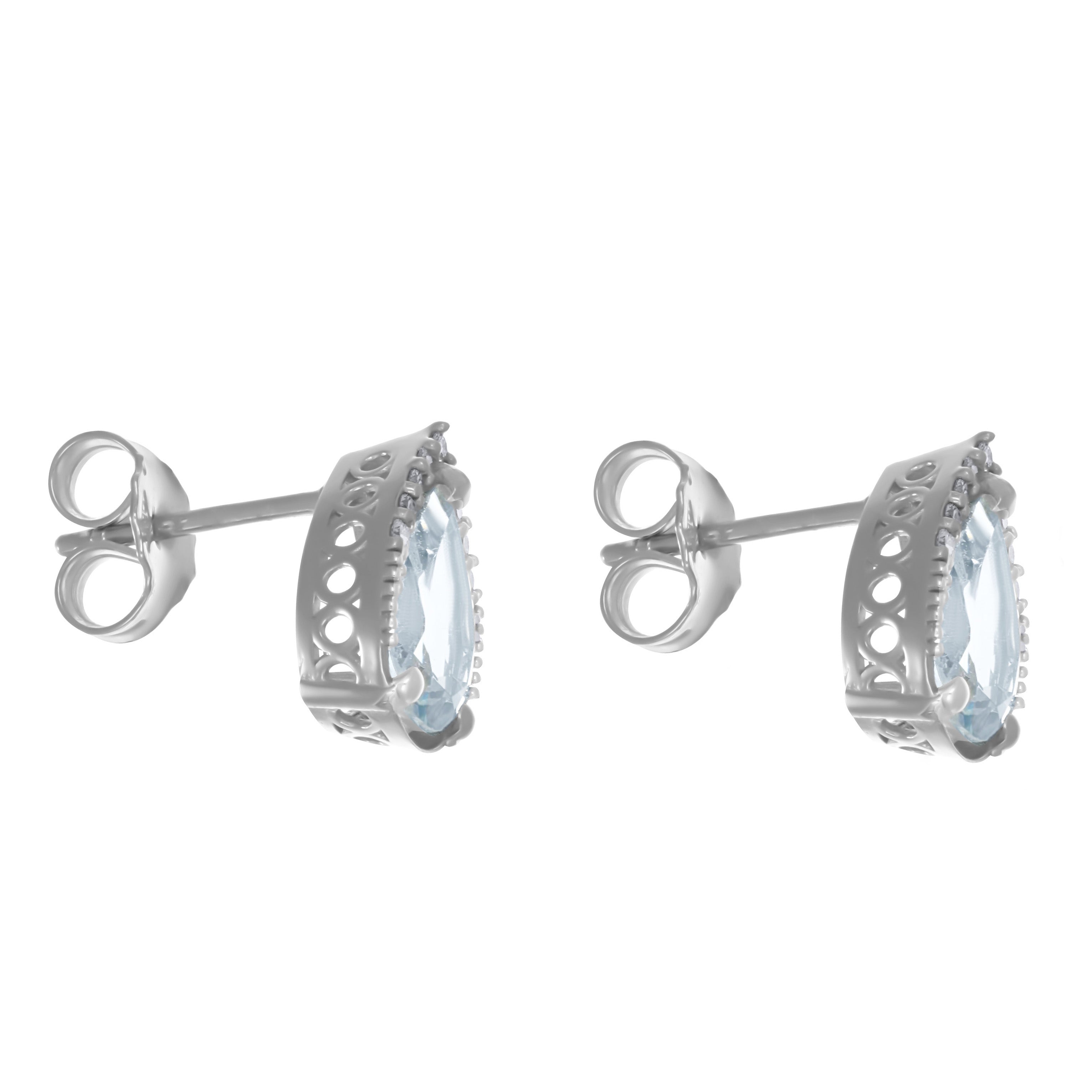 Orecchini - 18 carati Oro bianco - 2.85ct. tw. Acquamarina - Diamante