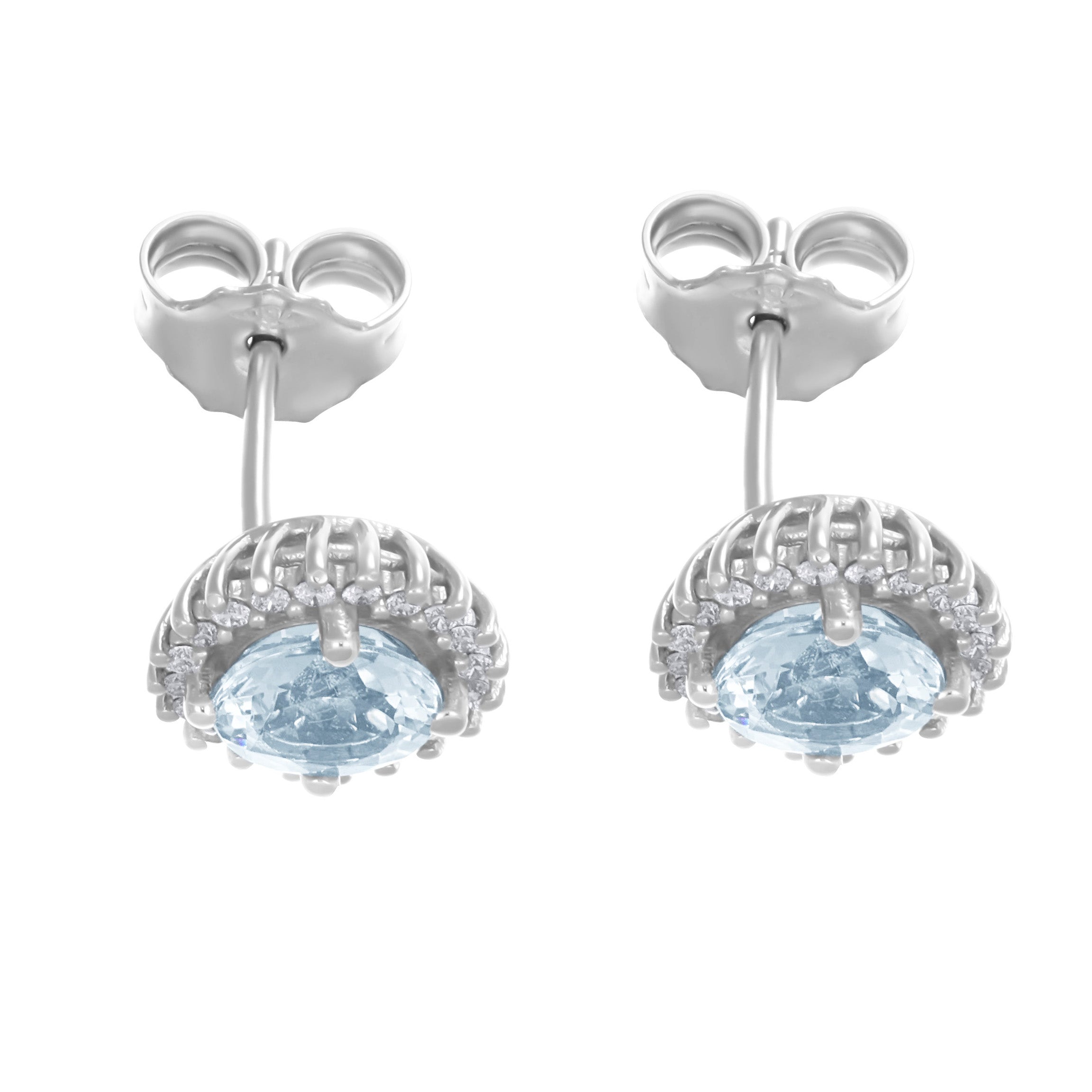 Orecchini - 18 carati Oro bianco - 1.69ct. tw. Acquamarina - Diamante