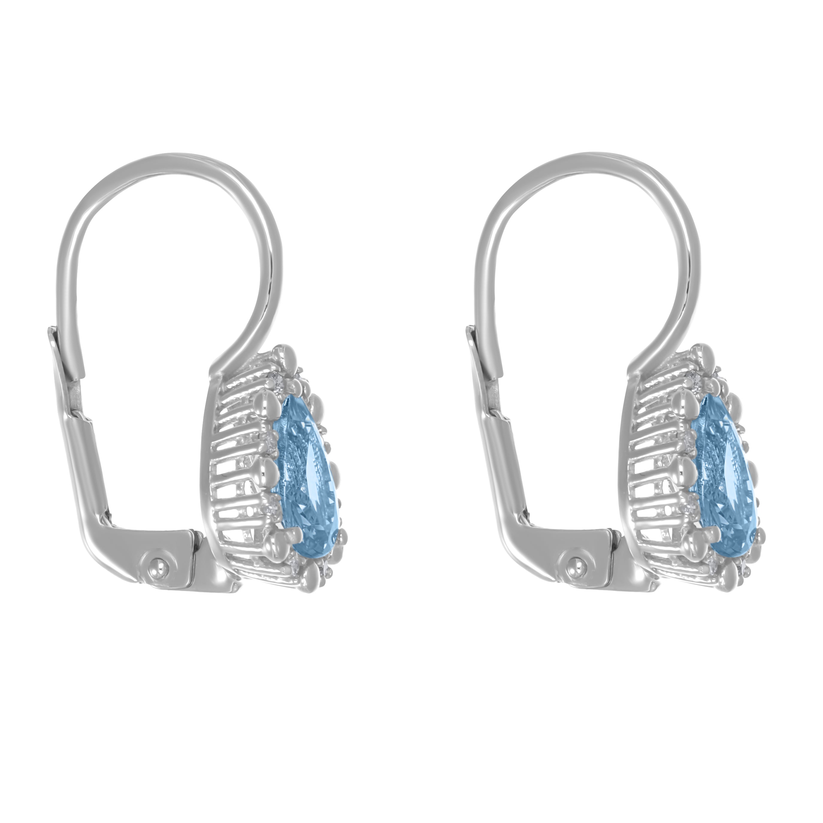 Orecchini - 18 carati Oro bianco - 1.60ct. tw. Acquamarina - Diamante