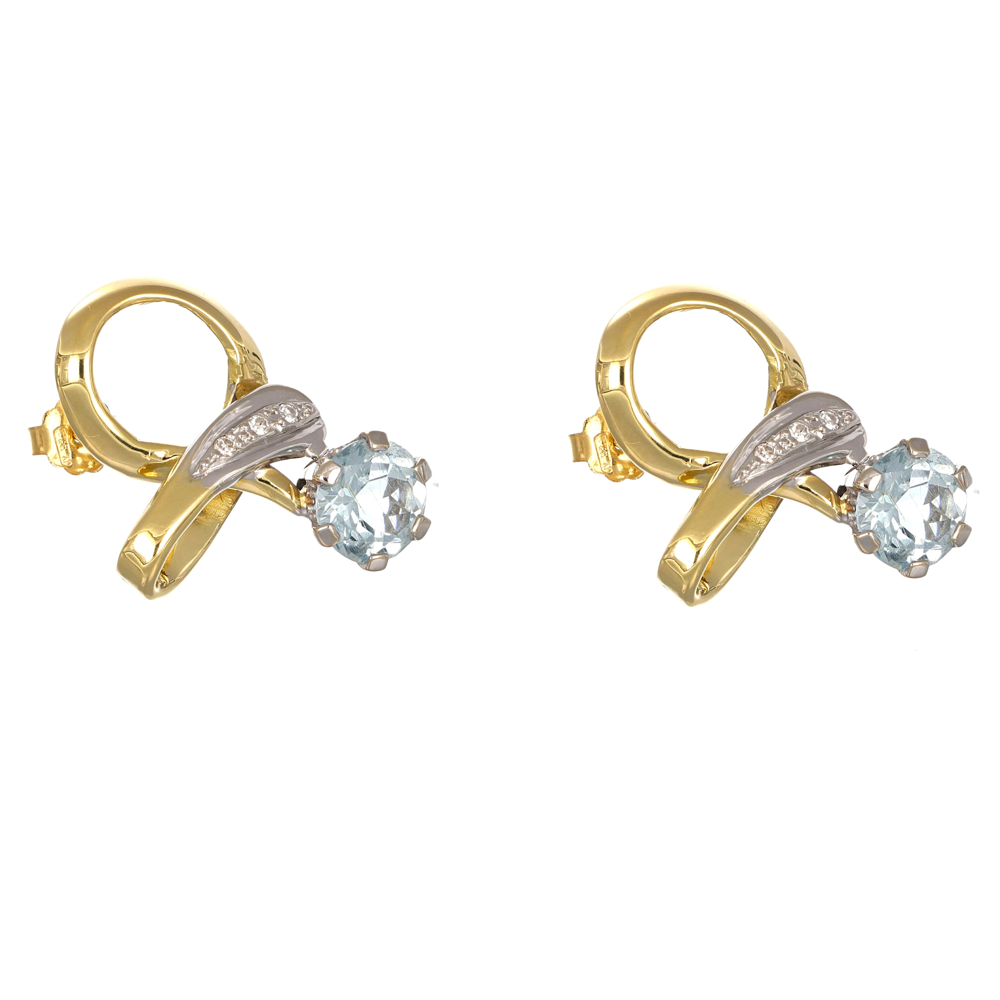 Orecchini - 18 carati Oro bianco, Oro giallo - 6.10ct. tw. Acquamarina - Diamante