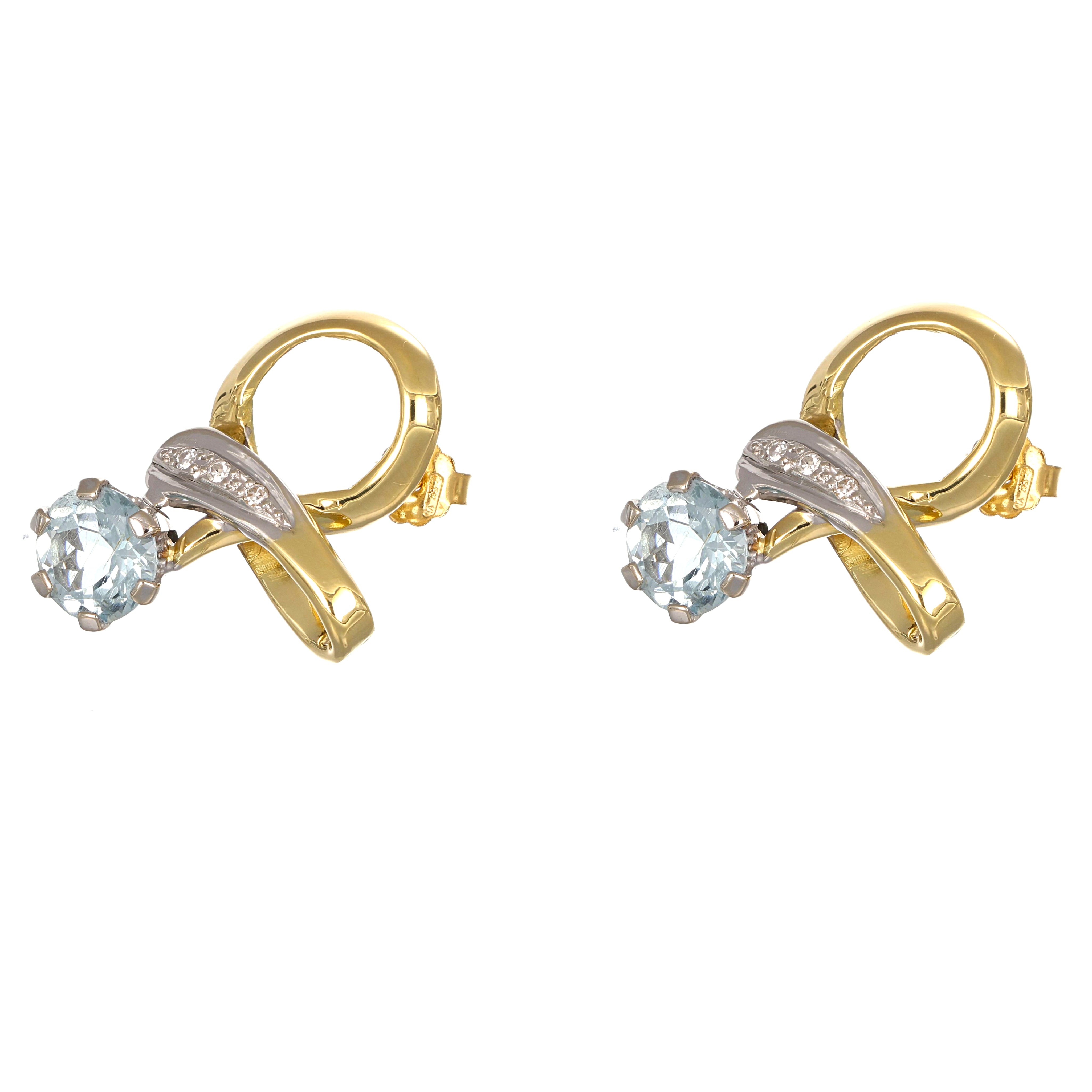 Orecchini - 18 carati Oro bianco, Oro giallo - 6.10ct. tw. Acquamarina - Diamante