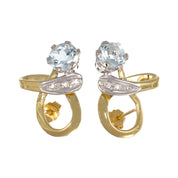 Orecchini - 18 carati Oro bianco, Oro giallo - 6.10ct. tw. Acquamarina - Diamante