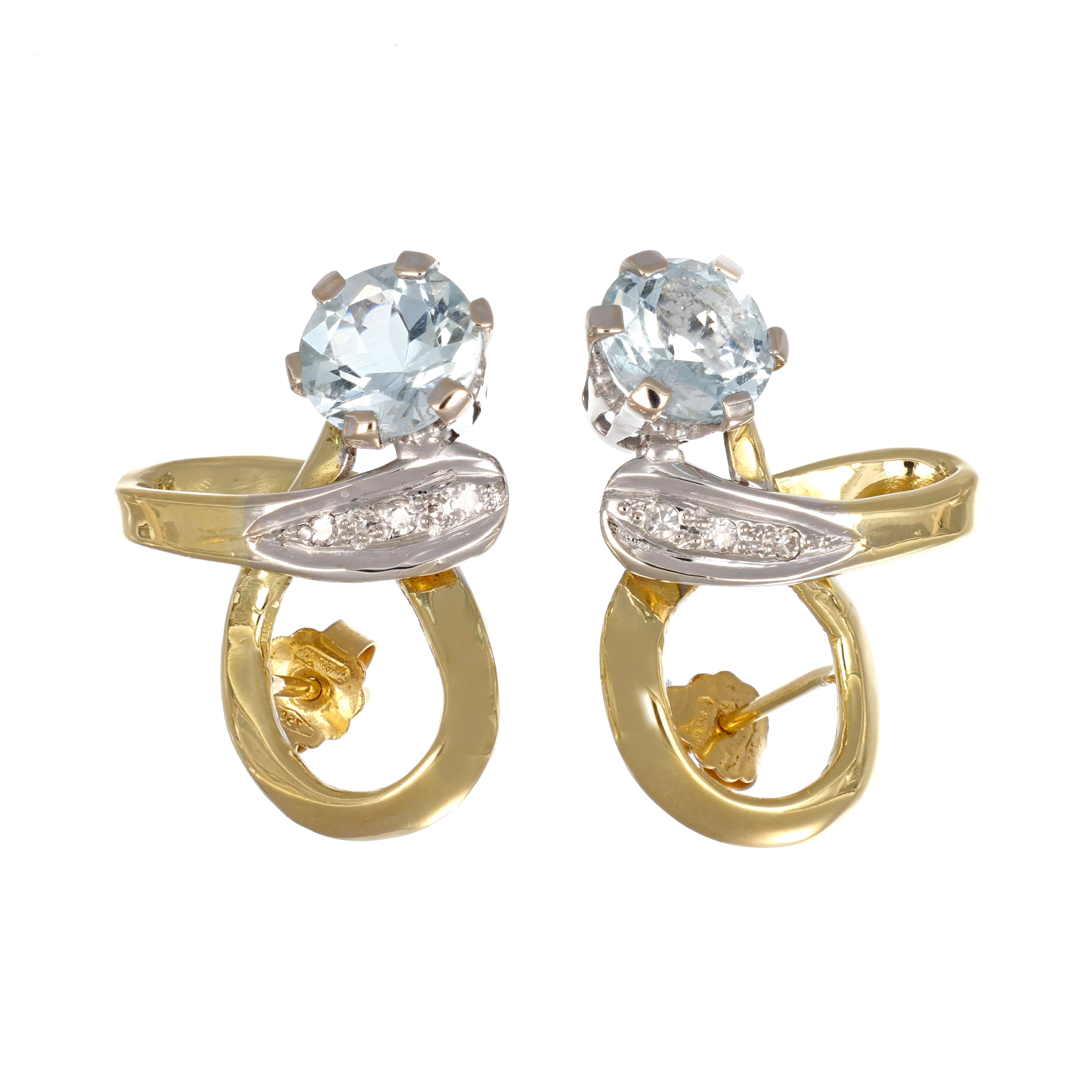 Orecchini - 18 carati Oro bianco, Oro giallo - 6.10ct. tw. Acquamarina - Diamante