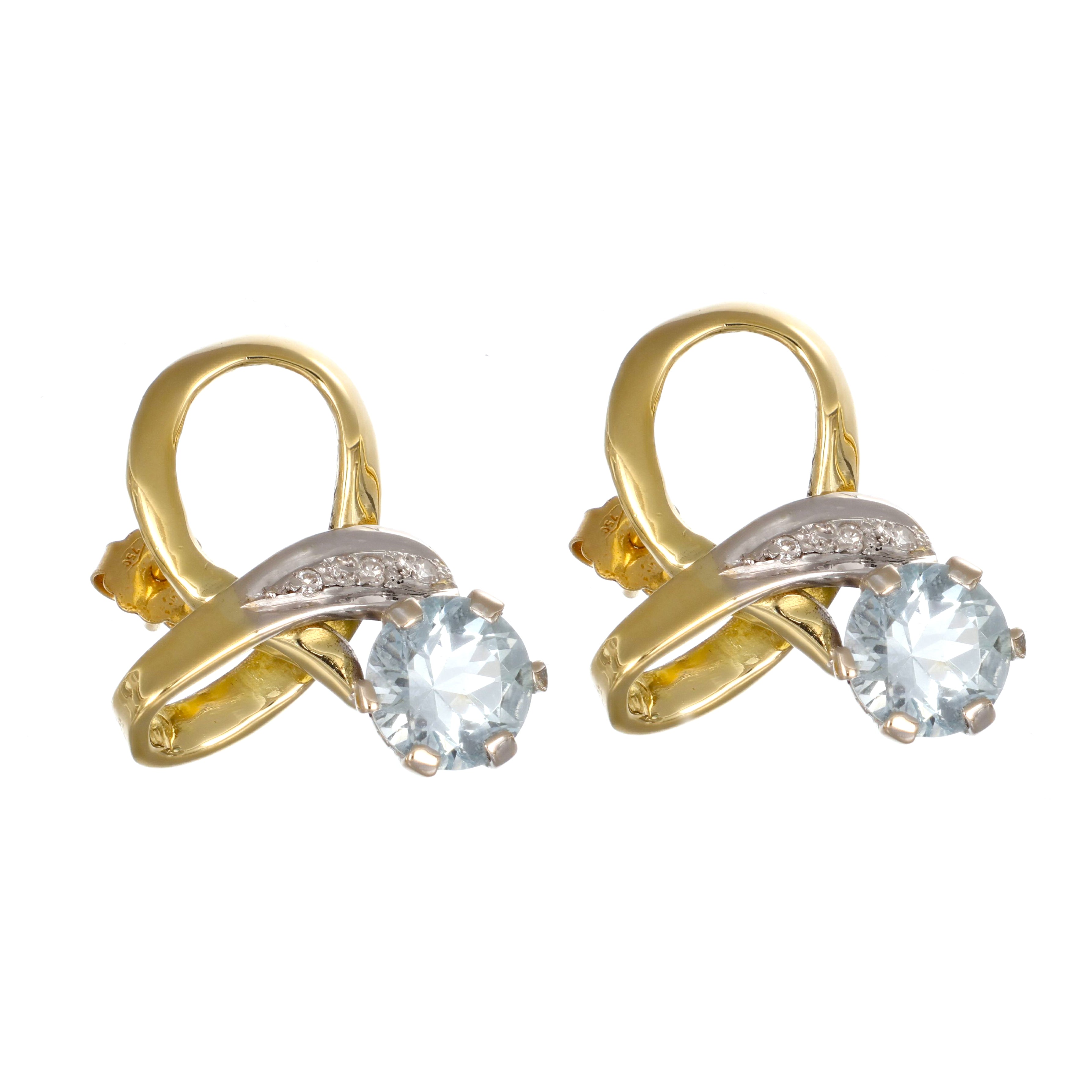 Orecchini - 18 carati Oro bianco, Oro giallo - 6.10ct. tw. Acquamarina - Diamante