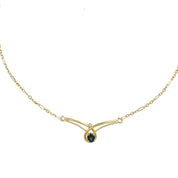 Collana con ciondolo - 18 carati Oro giallo - 0.37ct. tw. Zaffiro - Diamante