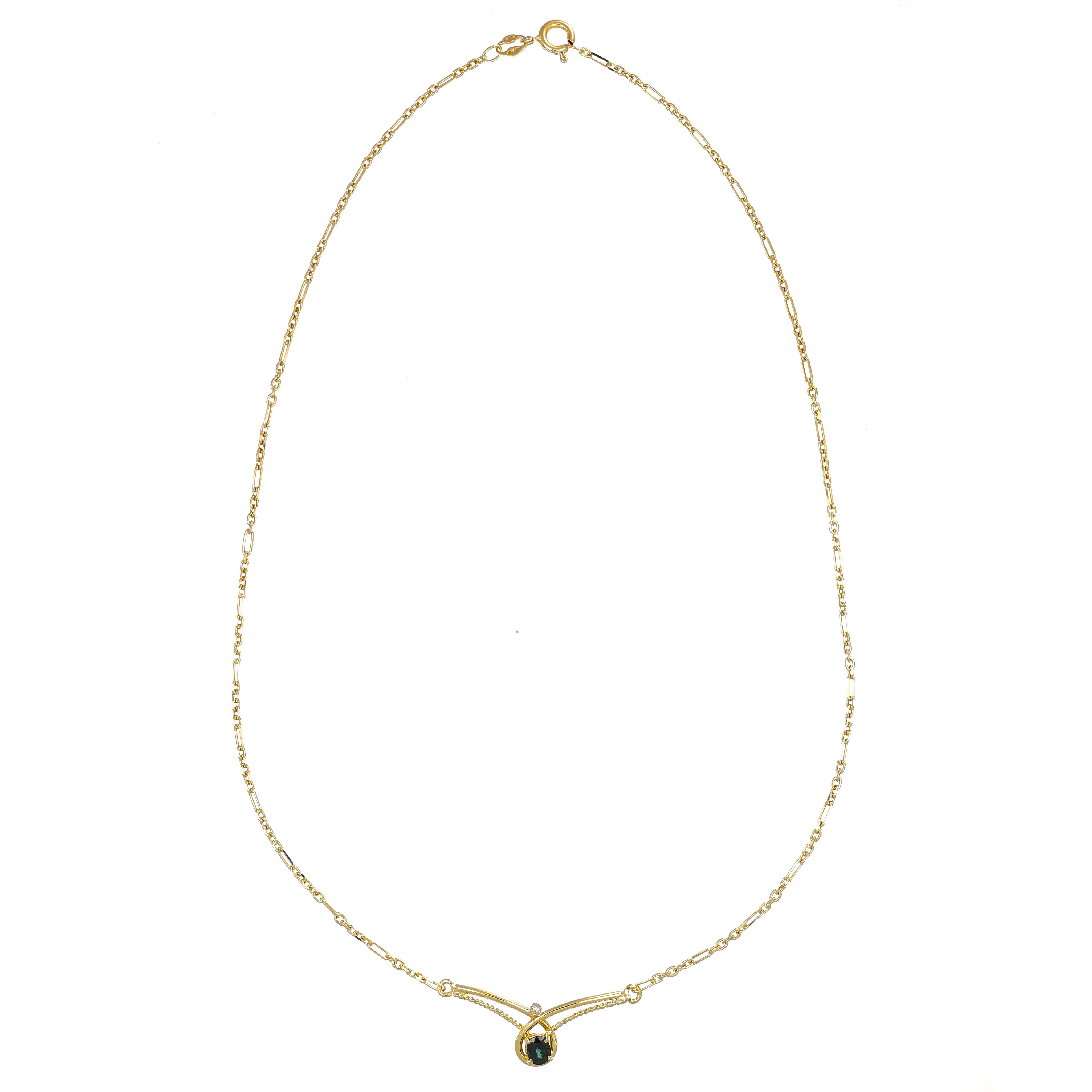 Collana con ciondolo - 18 carati Oro giallo - 0.37ct. tw. Zaffiro - Diamante