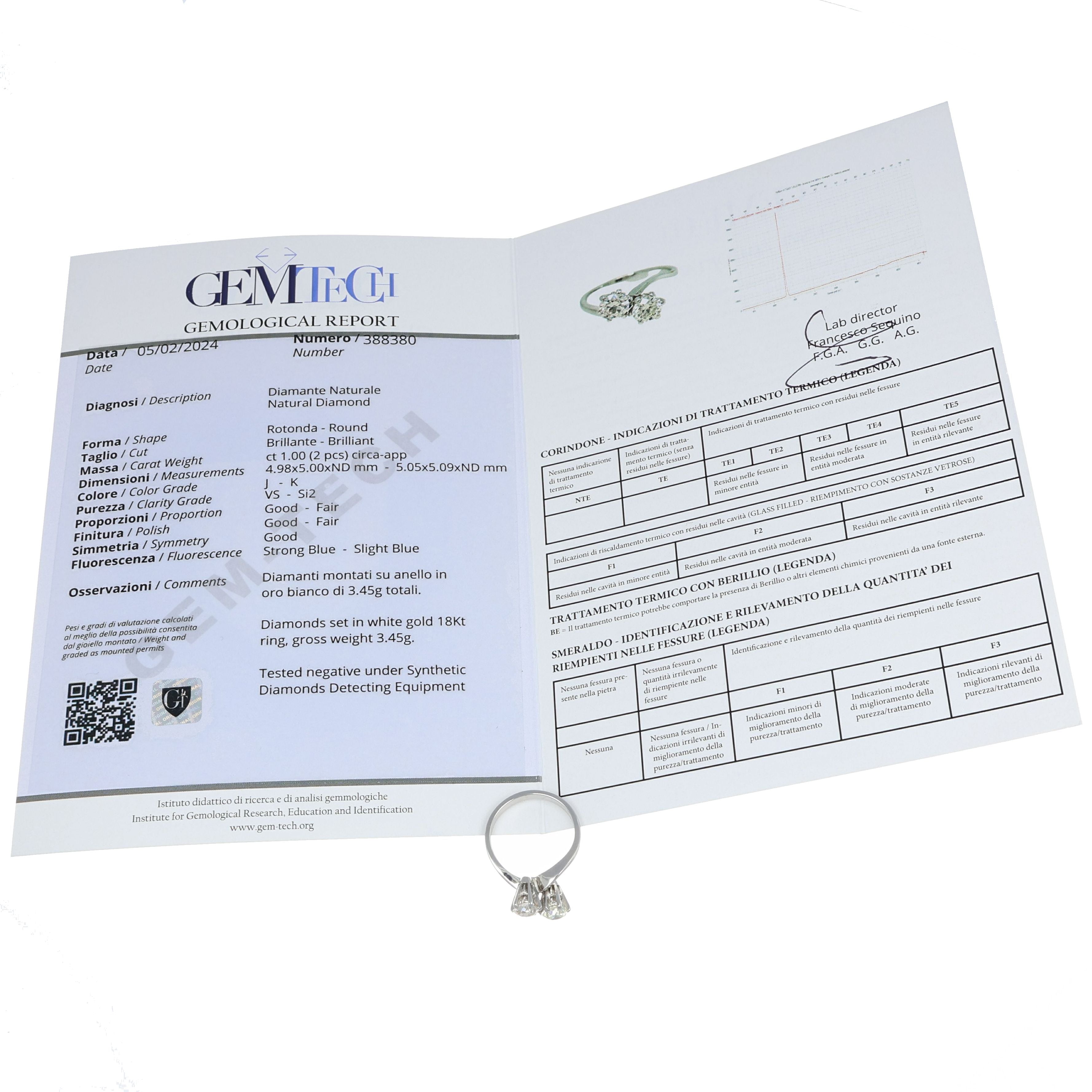 Anello - 18 carati Oro bianco Diamante (Naturale)