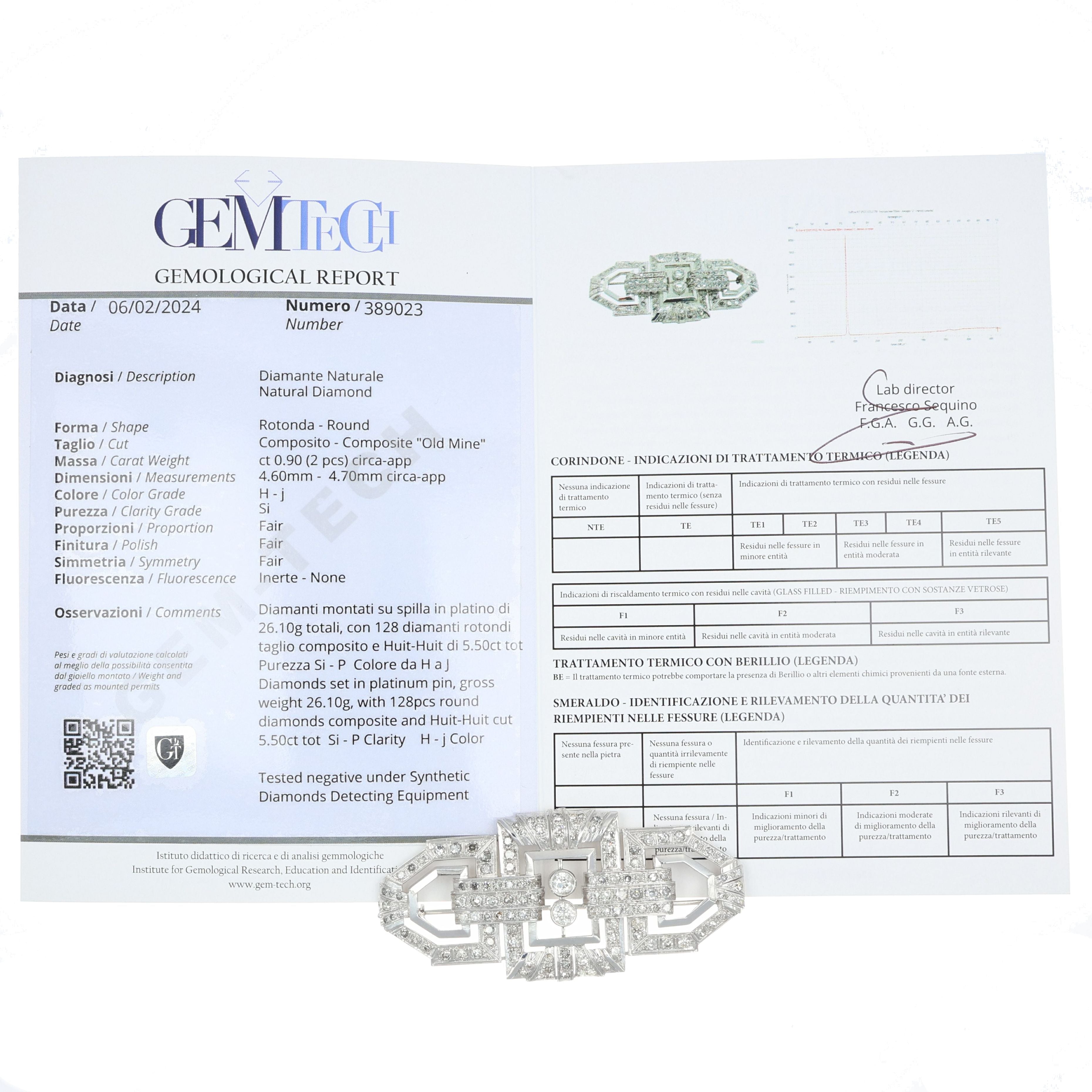Spilla - 18 carati Oro bianco - 6.40ct. tw. Diamante (Naturale)