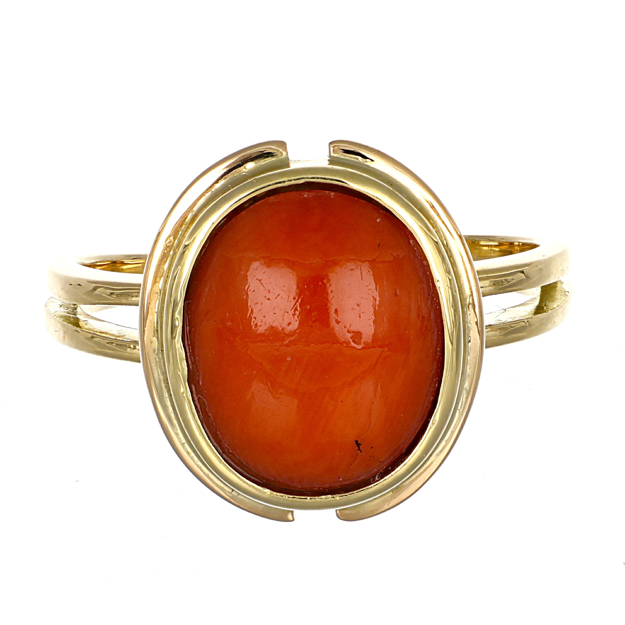 Anello - 18 carati Oro giallo Corallo