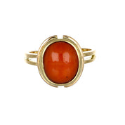 Anello - 18 carati Oro giallo Corallo