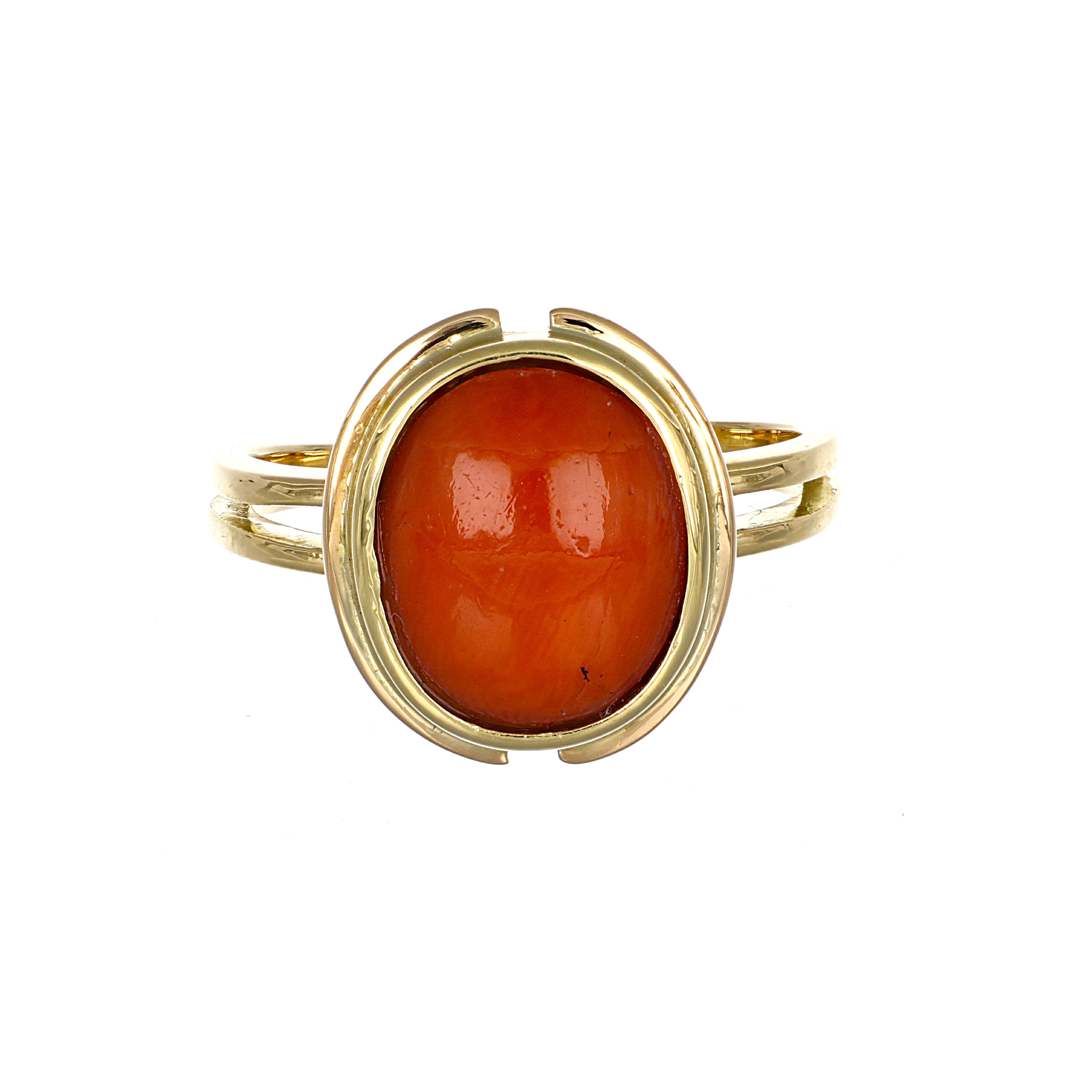Anello - 18 carati Oro giallo Corallo