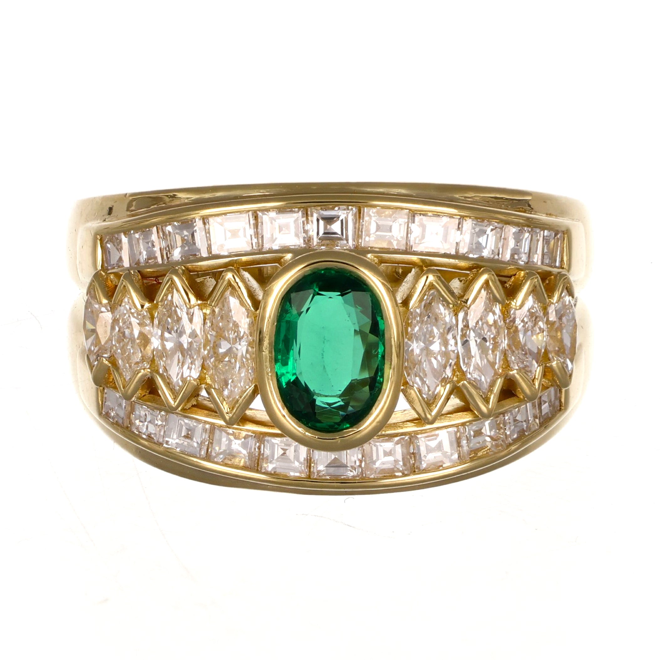 Anello - 18 carati Oro giallo - 2.30ct. tw. Smeraldo - Diamante