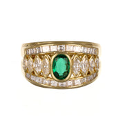 Anello - 18 carati Oro giallo - 2.30ct. tw. Smeraldo - Diamante