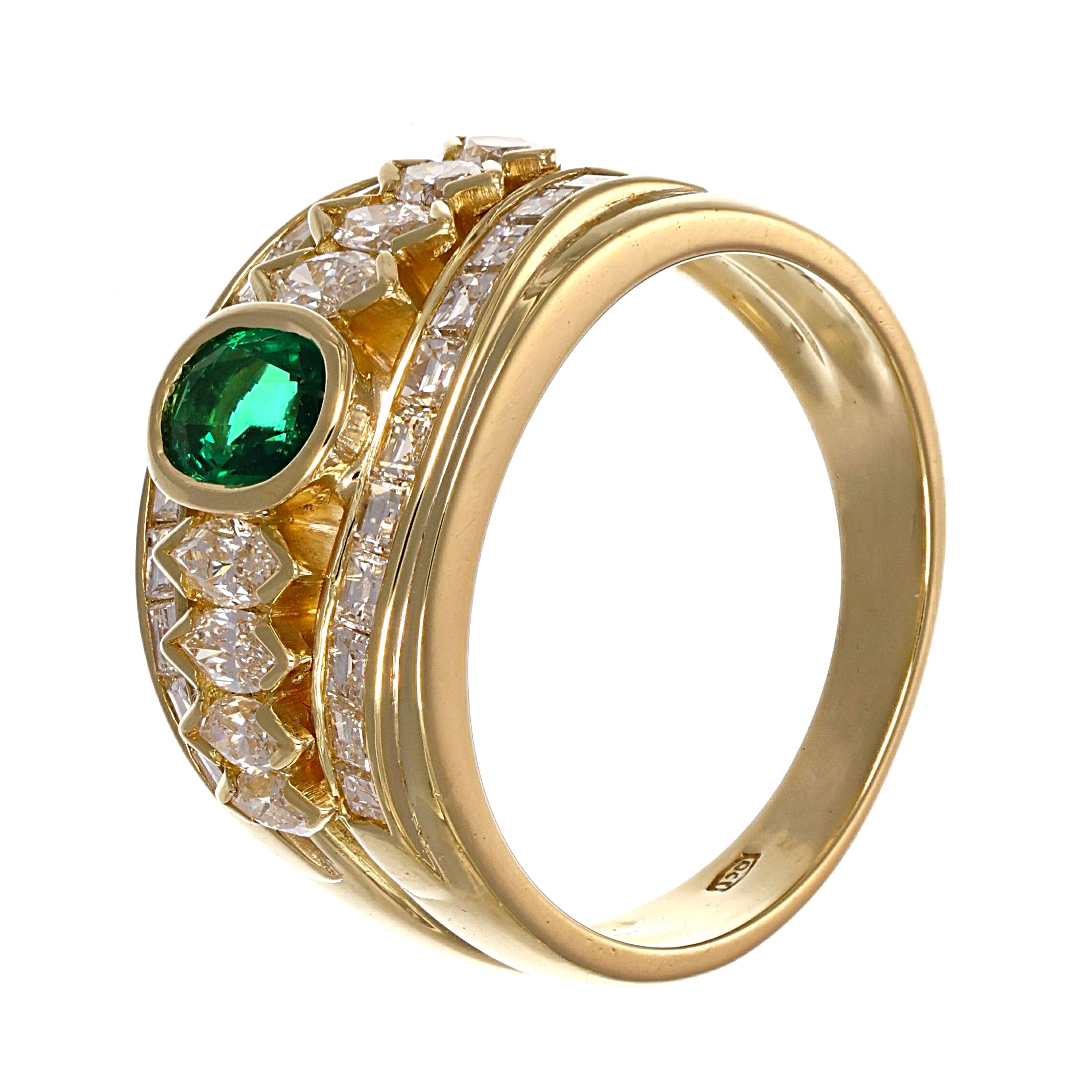 Anello - 18 carati Oro giallo - 2.30ct. tw. Smeraldo - Diamante