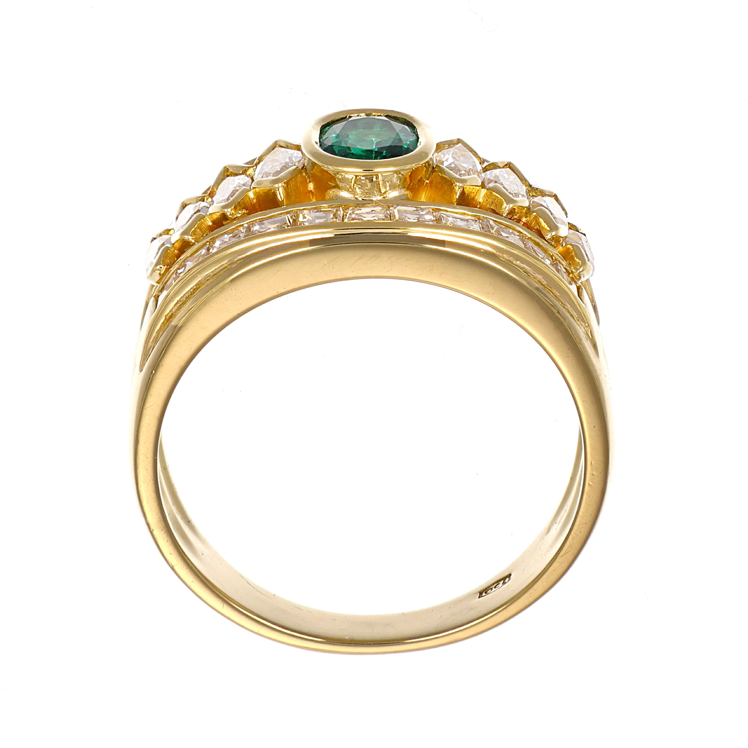 Anello - 18 carati Oro giallo - 2.30ct. tw. Smeraldo - Diamante