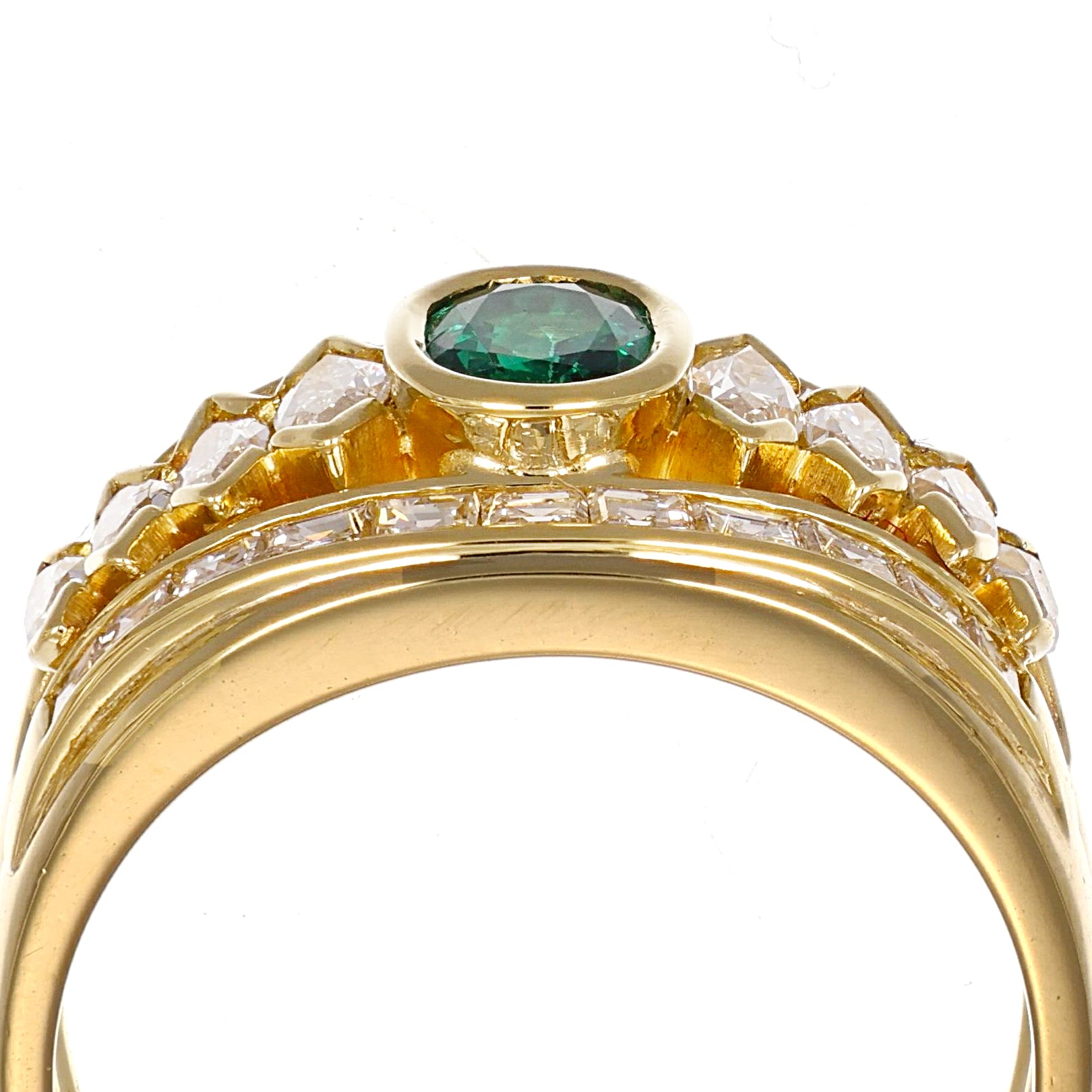 Anello - 18 carati Oro giallo - 2.30ct. tw. Smeraldo - Diamante