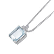 Collana con ciondolo - 18 carati Oro bianco - 6.74ct. tw. Acquamarina - Diamante