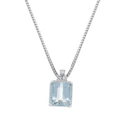 Collana con ciondolo - 18 carati Oro bianco - 6.74ct. tw. Acquamarina - Diamante