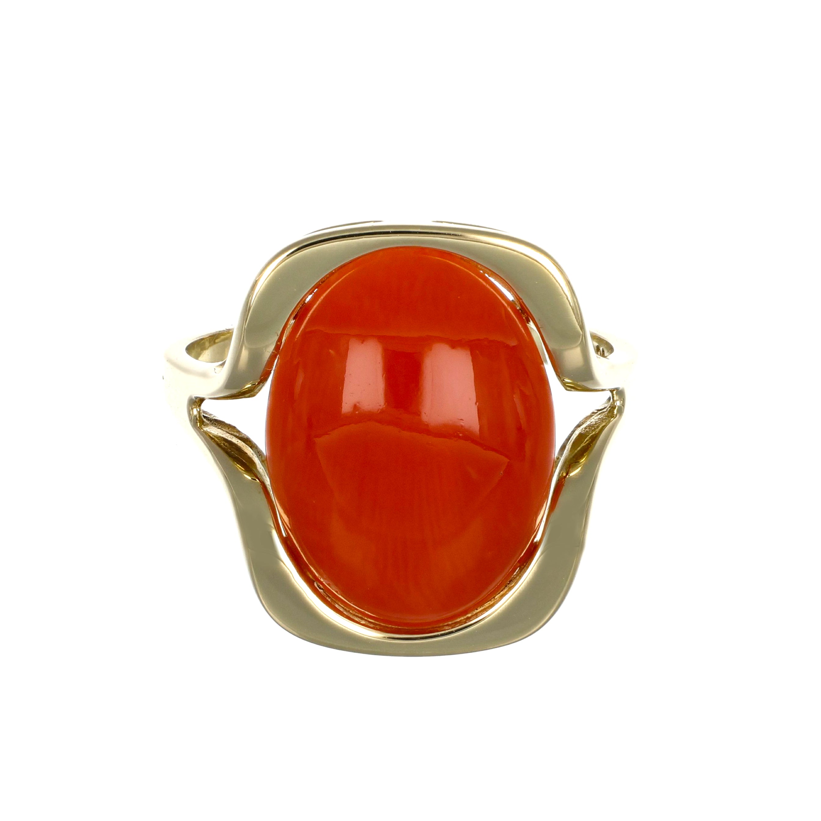 Anello - 14 carati Oro giallo Corallo